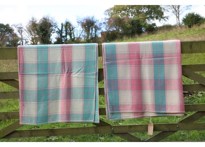 Cambrian Mills Pastel check Welsh blanket CP03